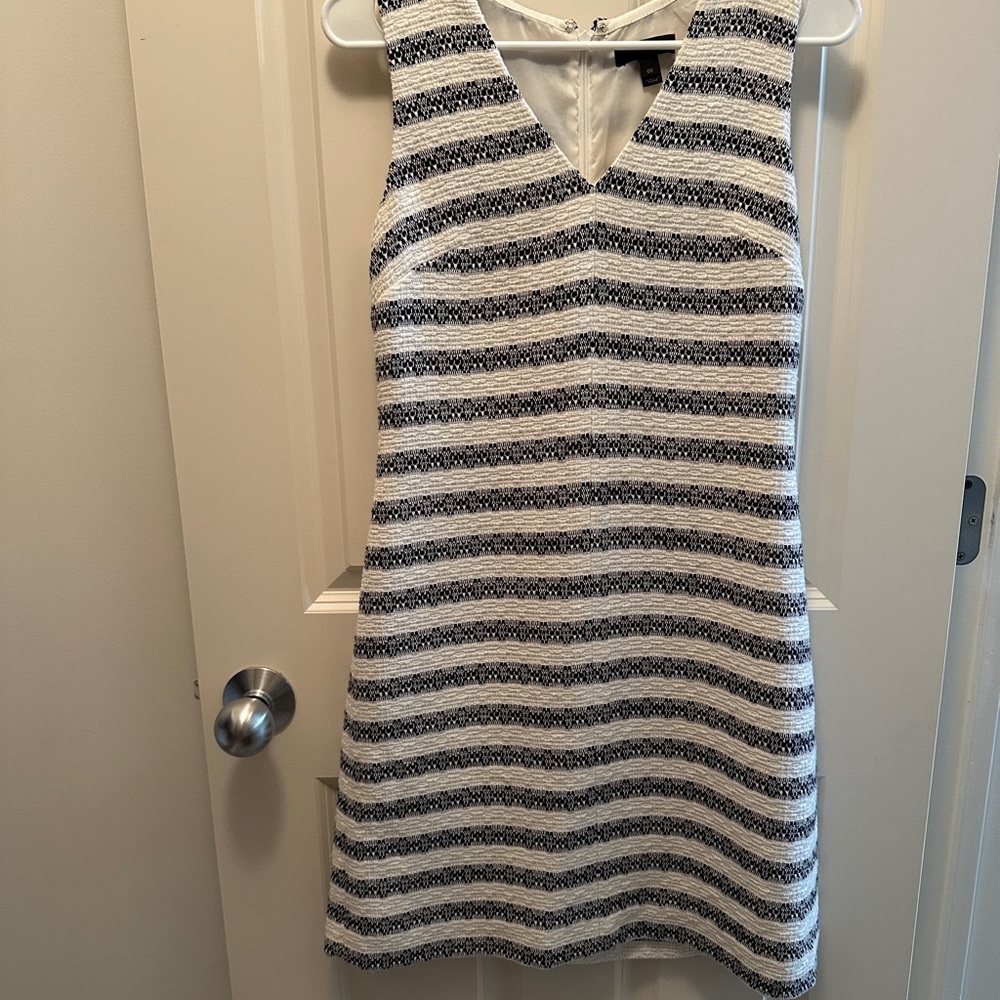 J. Crew Black and White Sheath Midi Dress